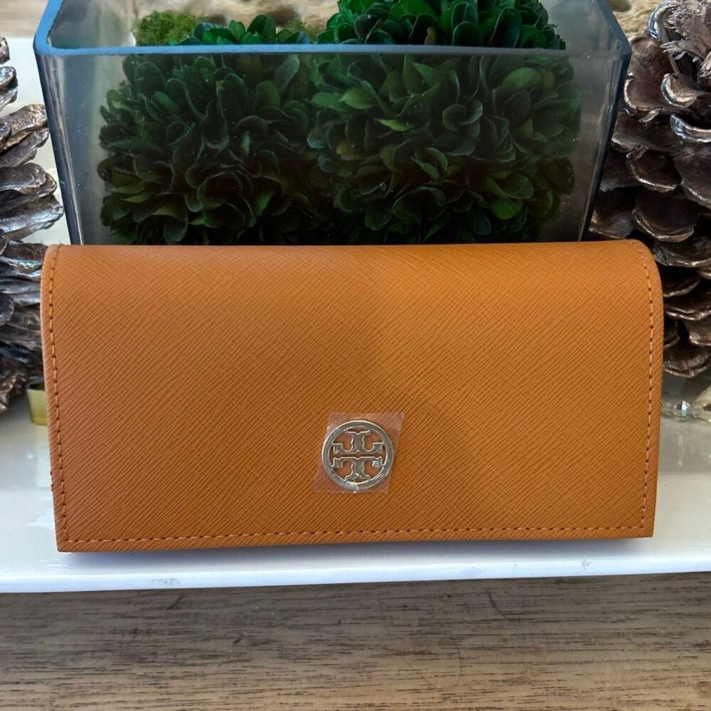 New Tory Burch orange and gold large Sunglass/eyeglass case